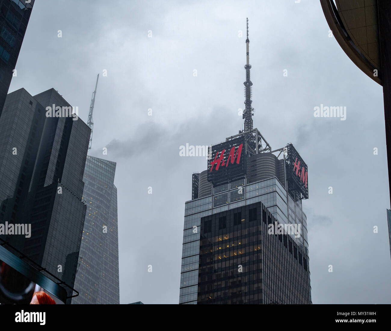 NEW YORK, NY – MAY 16, 2018: 4 Times Square building with H&M logo on an  overcast day Stock Photo - Alamy