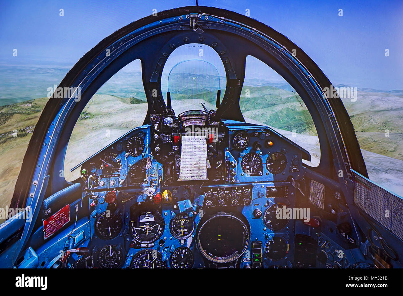Cockpit of Flight Simulator - Mig 21 Stock Photo