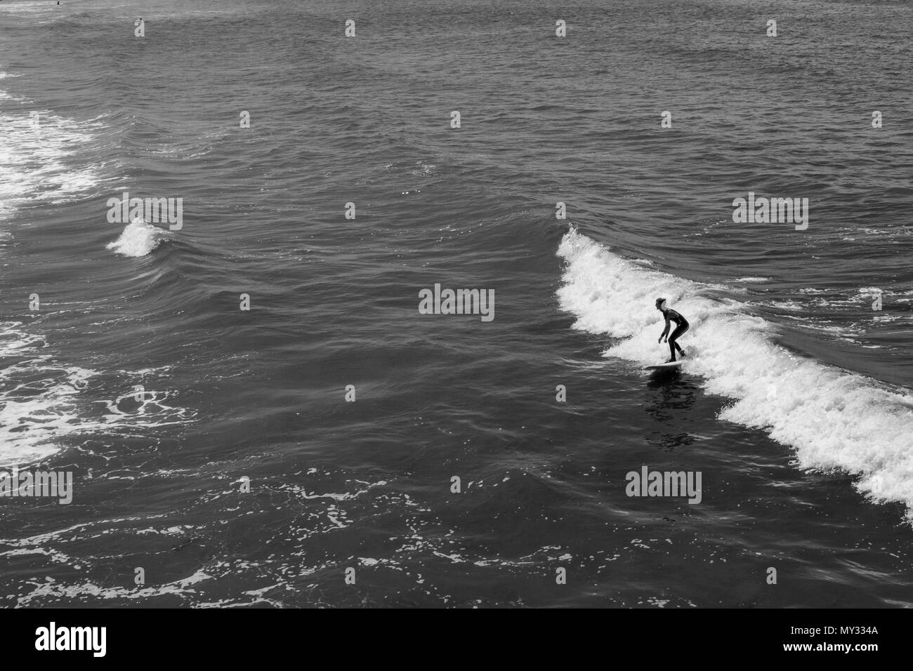 Surfer at Santa Monica, California. Stock Photo
