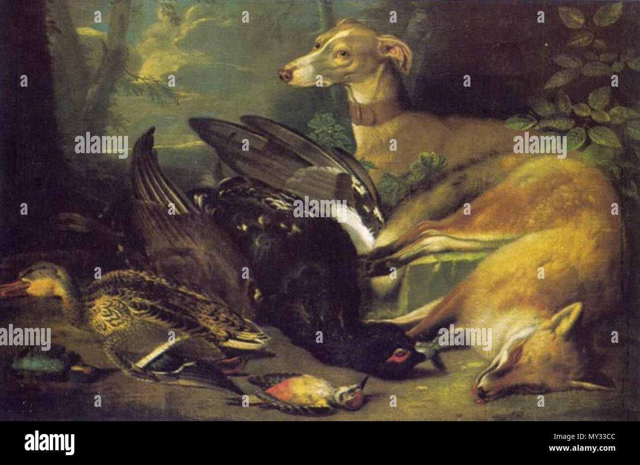 . Deutsch: Gemälde von Jakob Samuel Beck . 17 August 2013, 20:38:13. Jakob Samuel Beck (1715-1778) 566 Windhund mit Beute Stock Photo