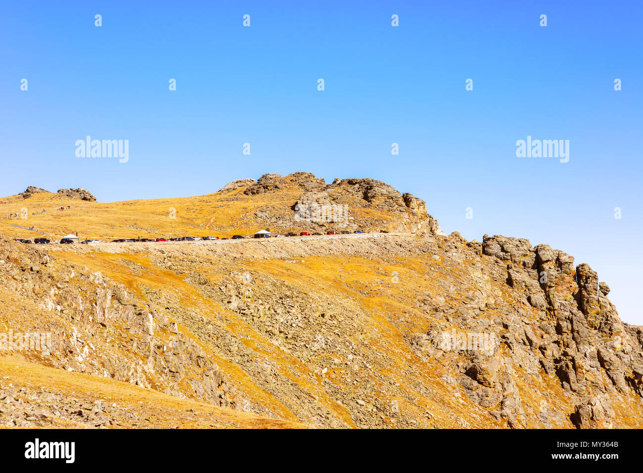 Trail Ridge Road, Rocky Mountain National Park's heavily traveled highway to the sky, inspired awe before the first motorist ever traveled it. Stock Photo