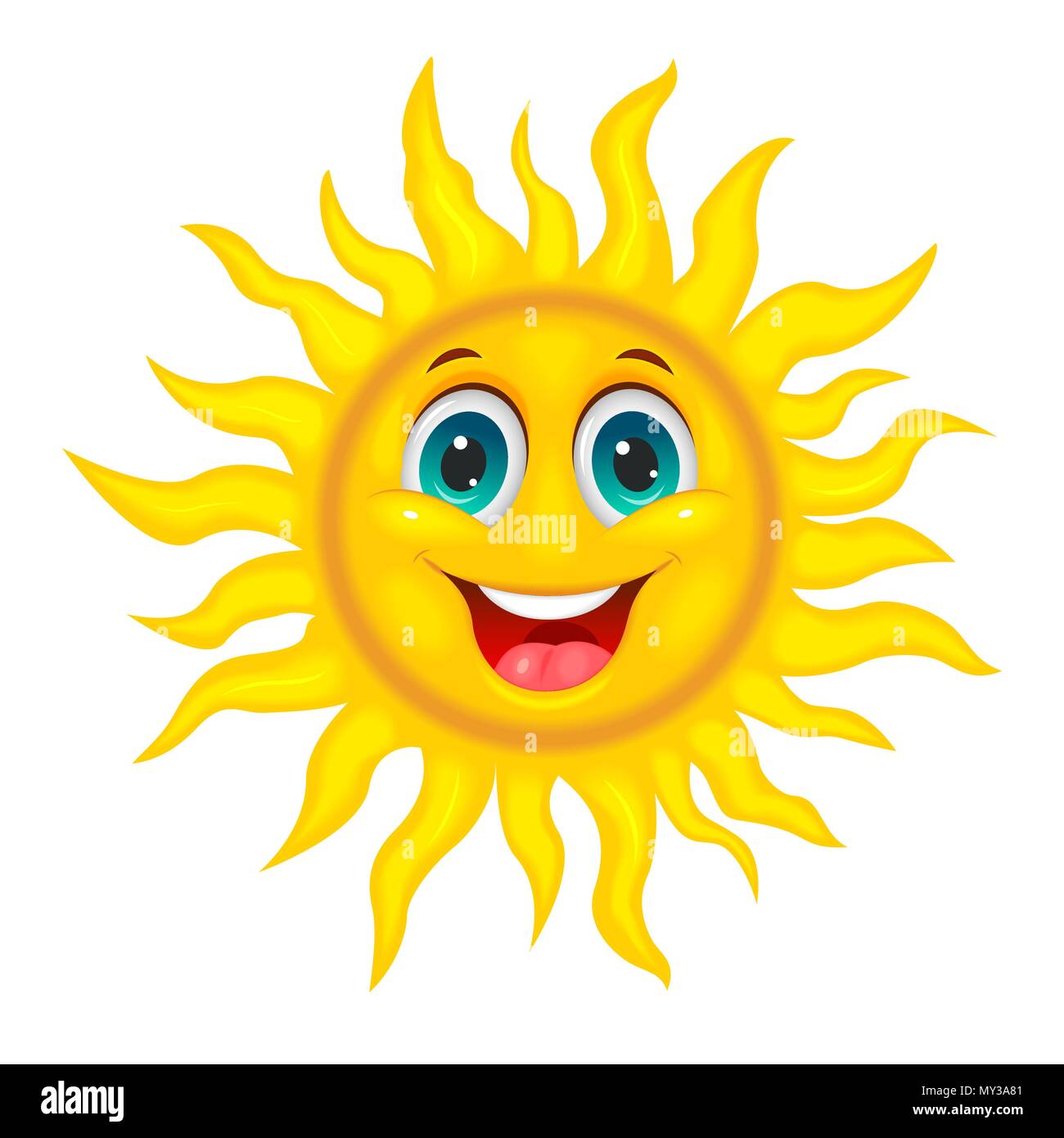 A cheerful cartoon sun on a white background Stock Vector Image & Art -  Alamy