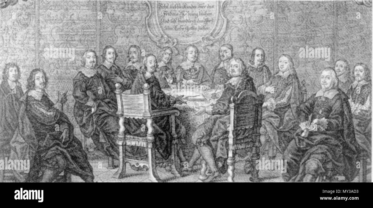 . Signing of the Treaty of Münster (IPM), 24 October 1648 . This file is lacking author information. 560 WestphaliaIPM Stock Photo