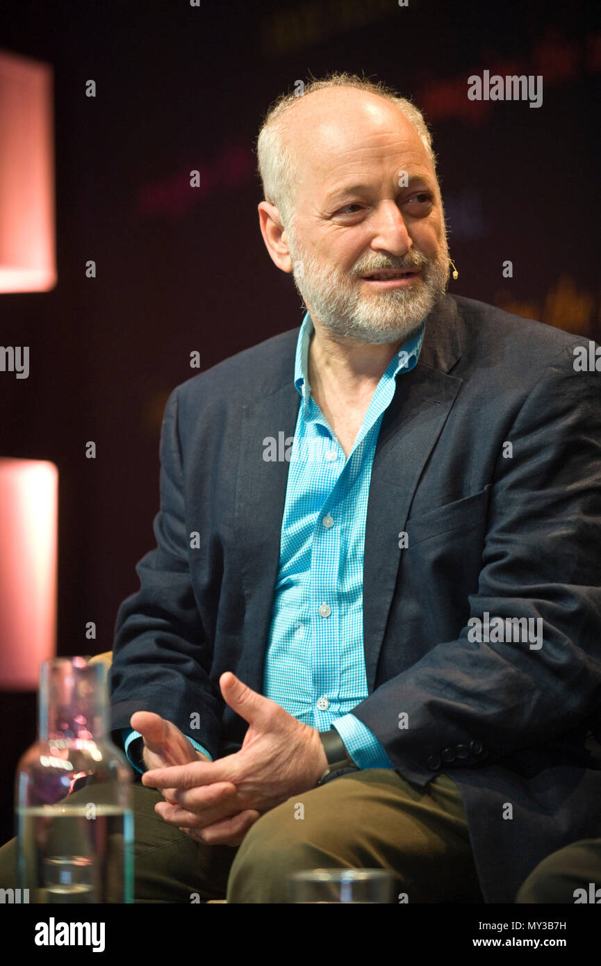 Andre Aciman speaking on stage at Hay Festival 2018 Hay-on-Wye Powys Wales UK Stock Photo