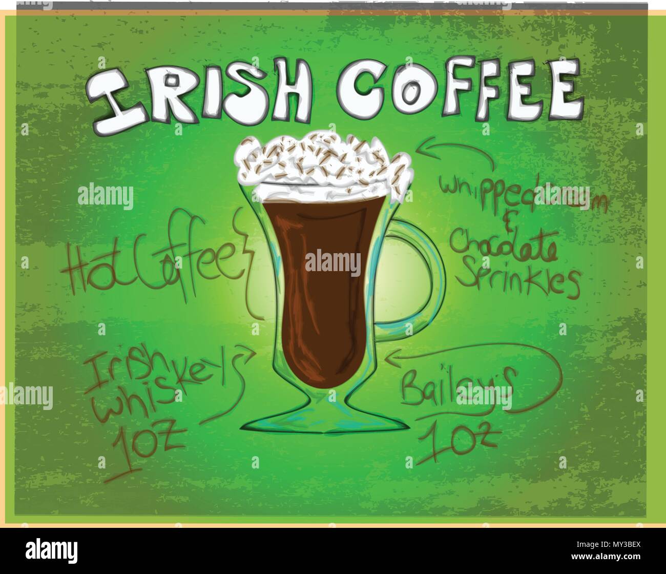 Graphic Illustration of Irish Coffee recipe Stock Vector Image & Art