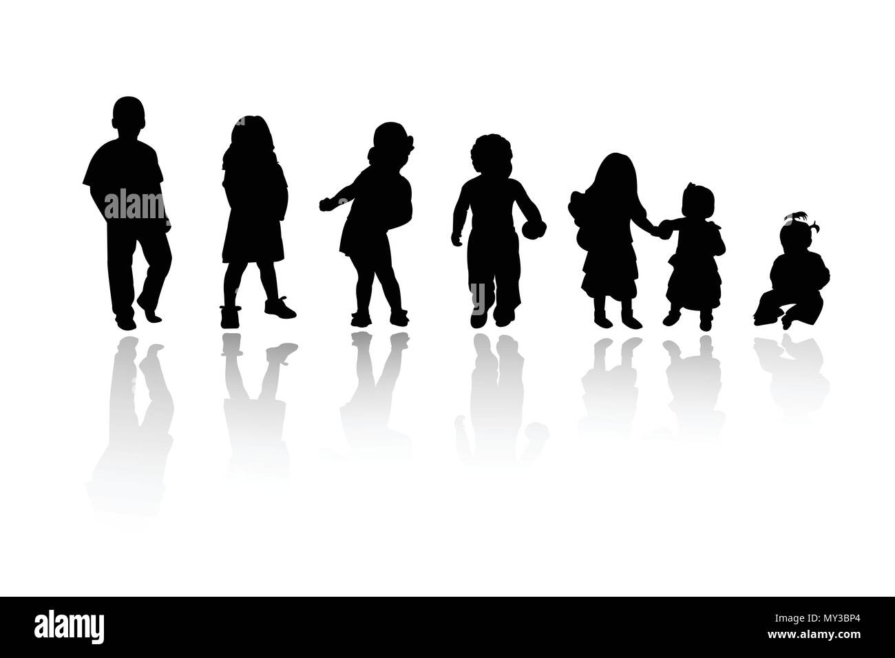 silhouettes children Stock Vector Image & Art - Alamy