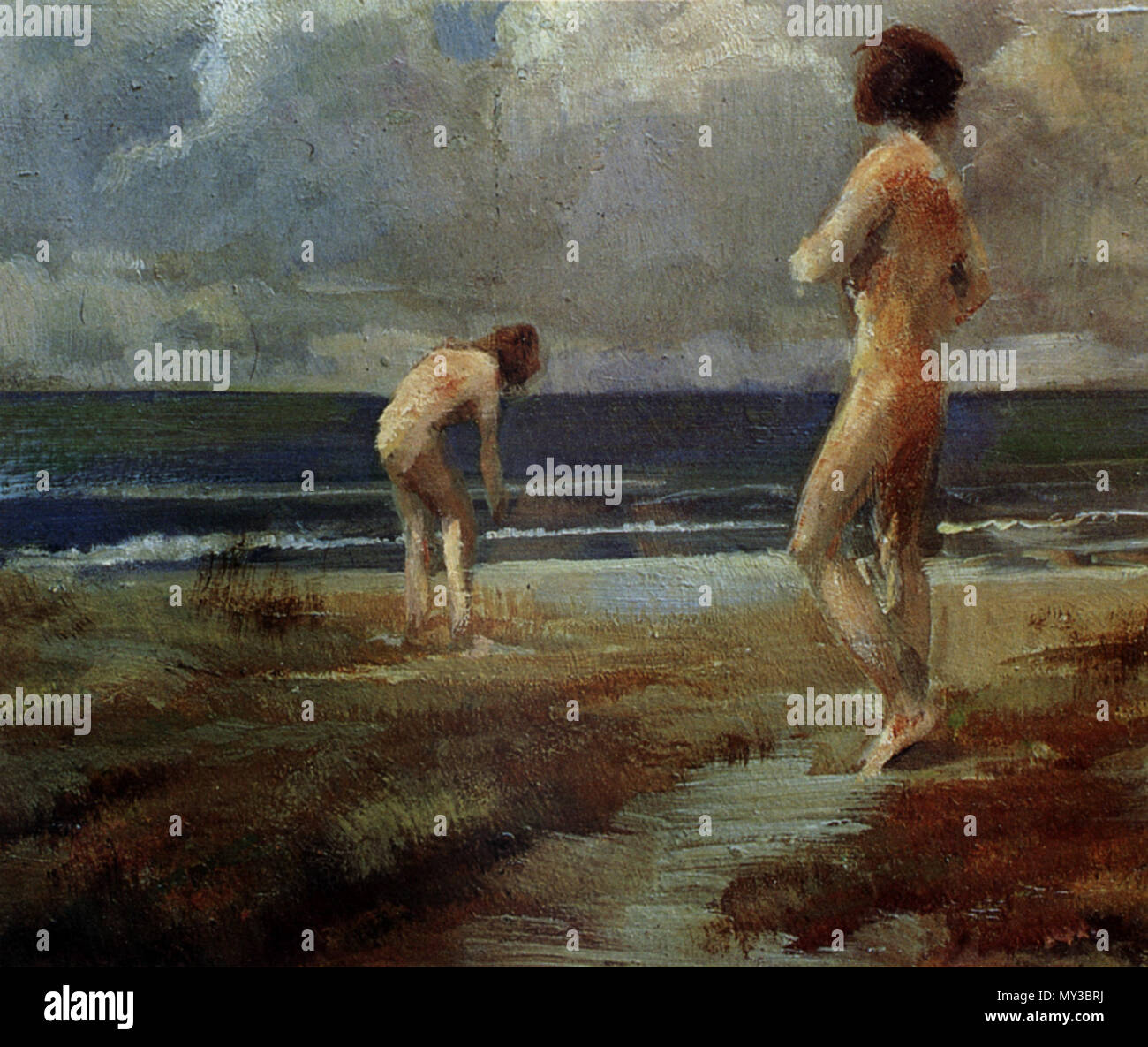 .  Deutsch: Badende am Nordseestrand, 1910, von Rudolf Yelin d.Ä. (1864-1940) . 1910. Rudolf Yelin d. Ä. (1864–1940) 571 Yelin-badende1910 Stock Photo