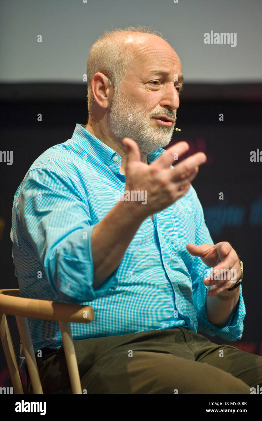 Andre Aciman speaking on stage at Hay Festival 2018 Hay-on-Wye Powys Wales UK Stock Photo