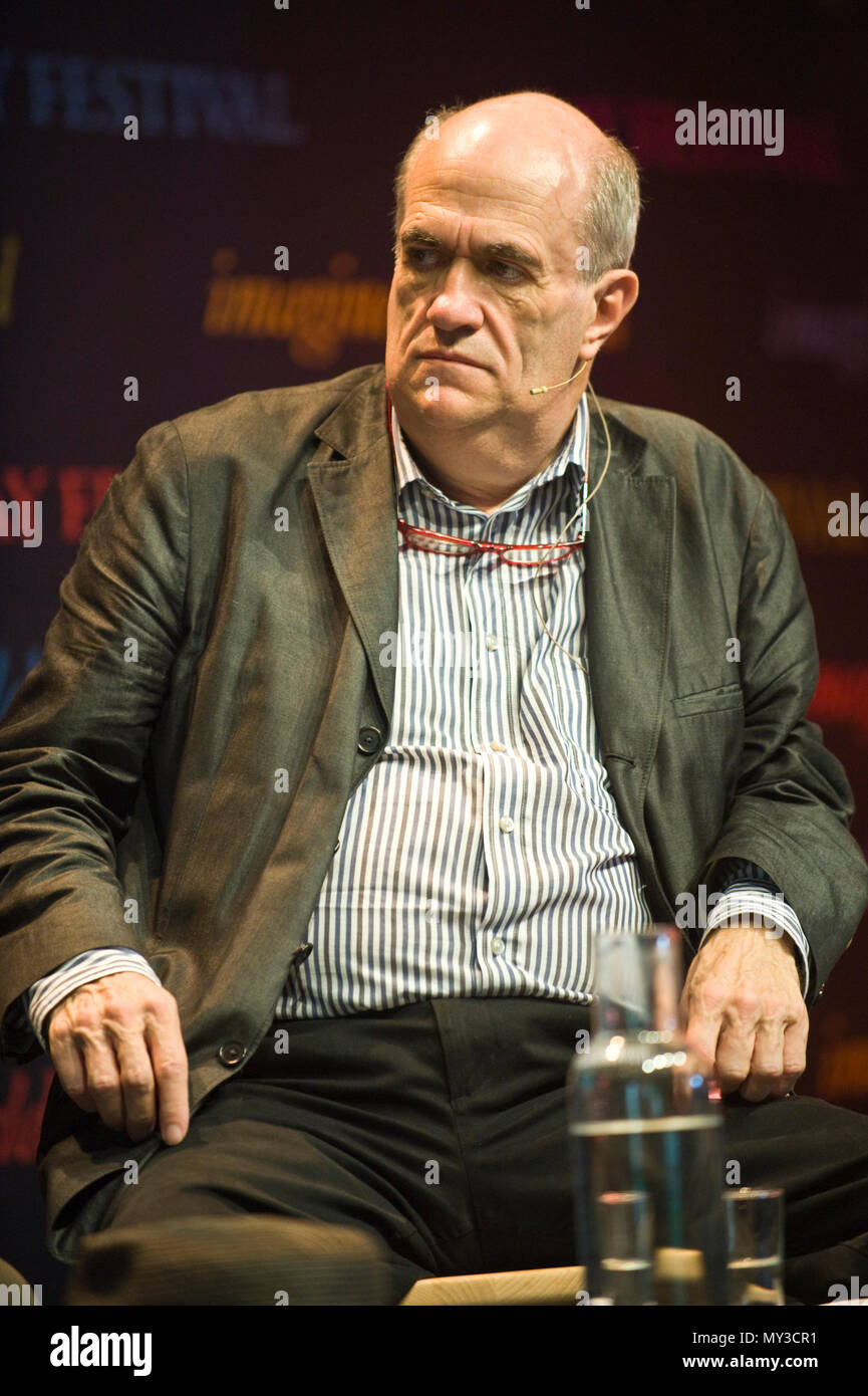 Colm Toibin speaking on stage at Hay Festival 2018 Hay-on-Wye Powys Wales UK Stock Photo