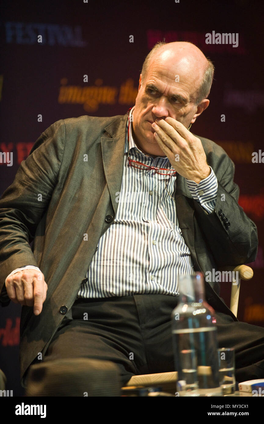 Colm Toibin speaking on stage at Hay Festival 2018 Hay-on-Wye Powys Wales UK Stock Photo