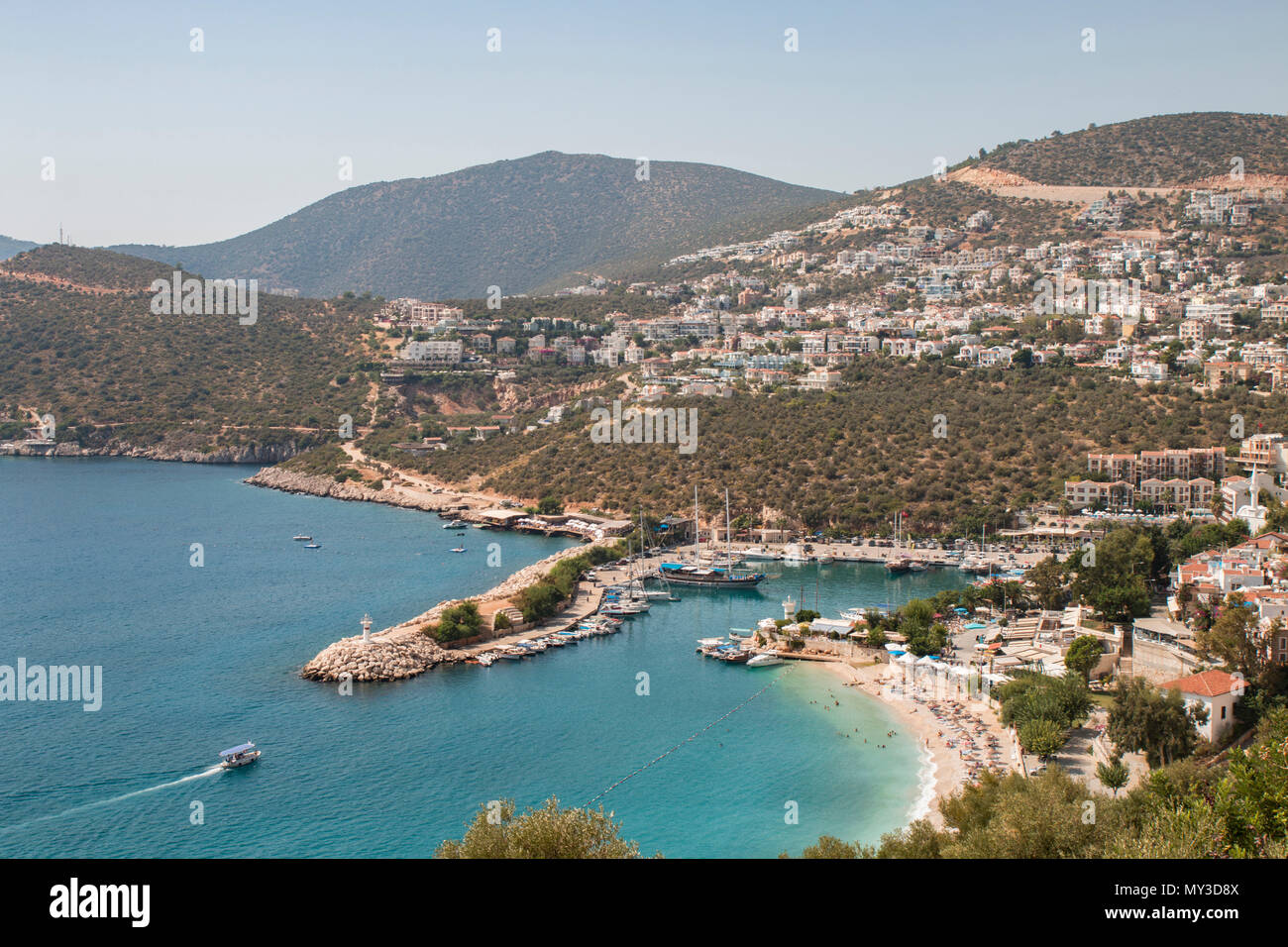 Kalkan Antalya Marina Aerial View Landscape Stock Photo