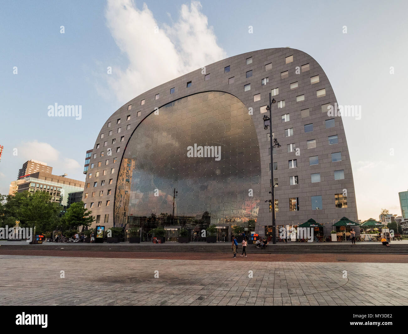 ROTTERDAM, NETHERLANDS - MAY 31, 2018: Exterior view of the Market Hall a residential and office building. Market Hall in the Blaak district of Rotter Stock Photo