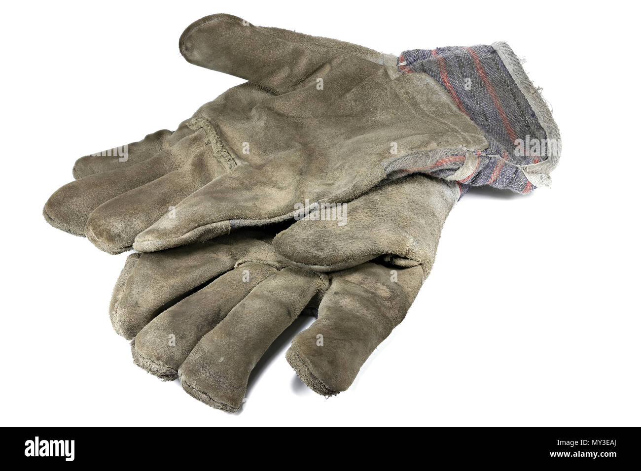 used work gloves isolated on white background Stock Photo