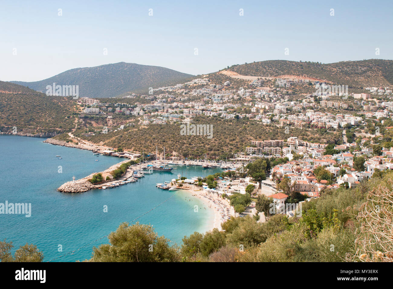 Kalkan Marina, Aerial View Antalya, Turkey Stock Photo