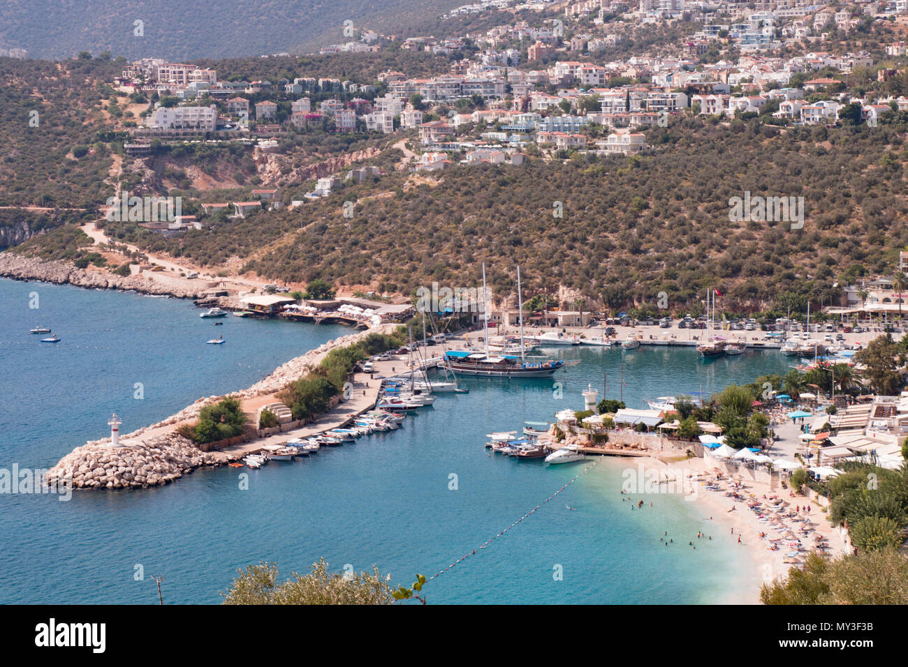 Kalkan Marina, Aerial View, Antalya, Turkey Stock Photo