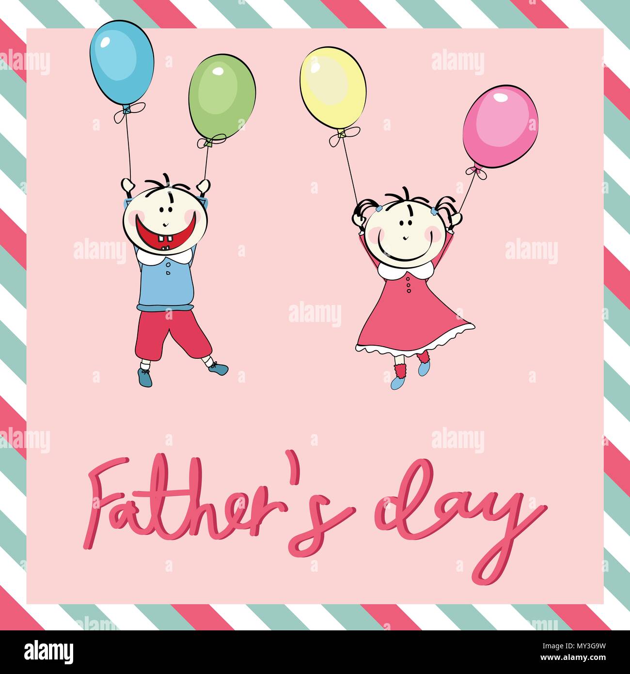 Kids happy fathers day drawing Stock Vector Images - Alamy