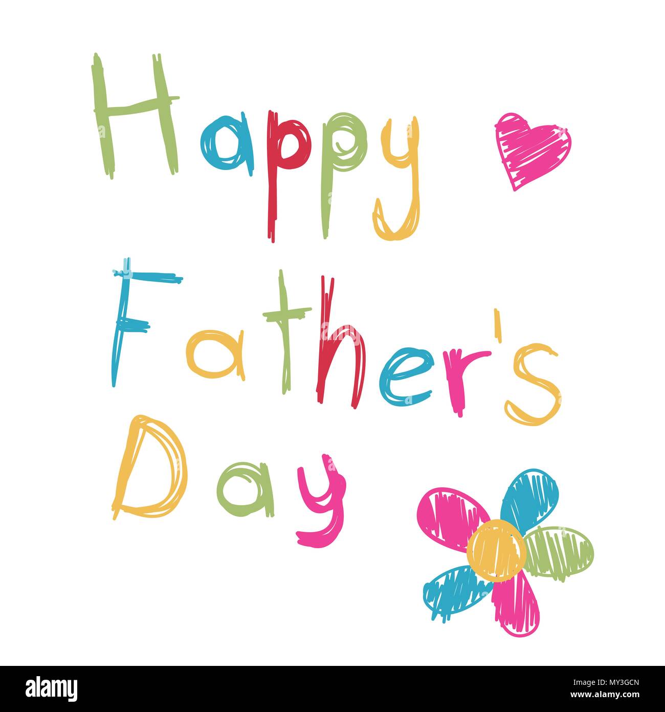 Kids happy fathers day drawing Cut Out Stock Images & Pictures - Alamy