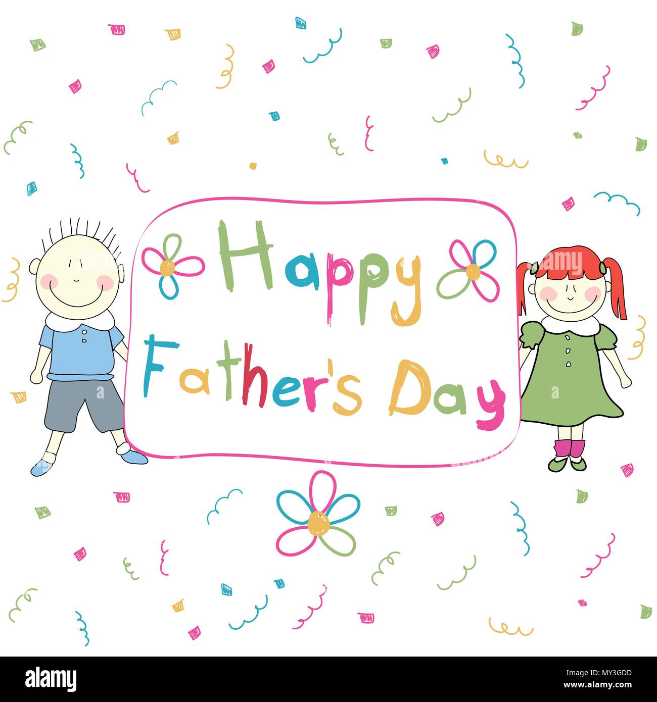 Kids happy fathers day drawing Stock Vector Images - Alamy