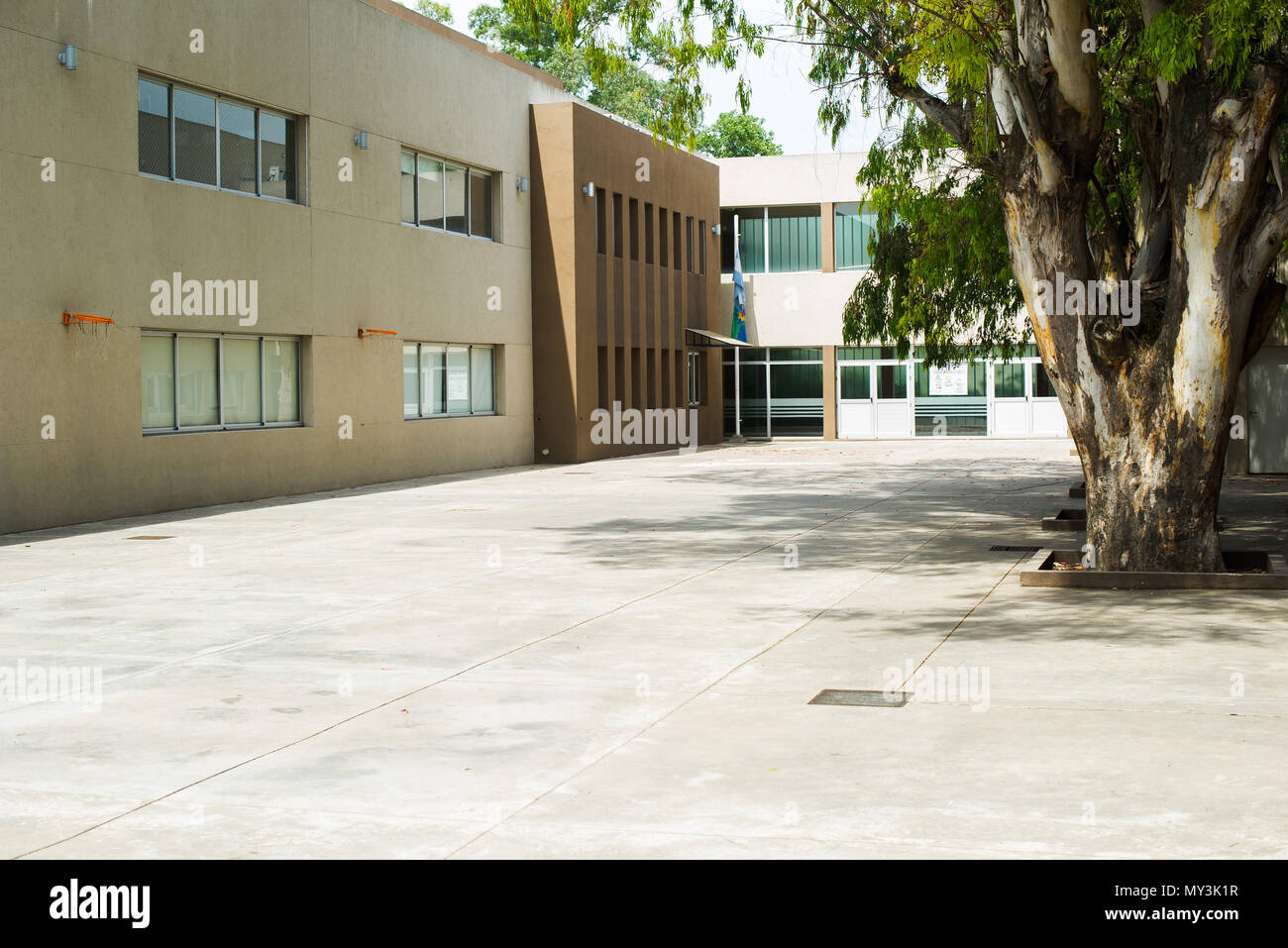Empty school courtyard Stock Photo