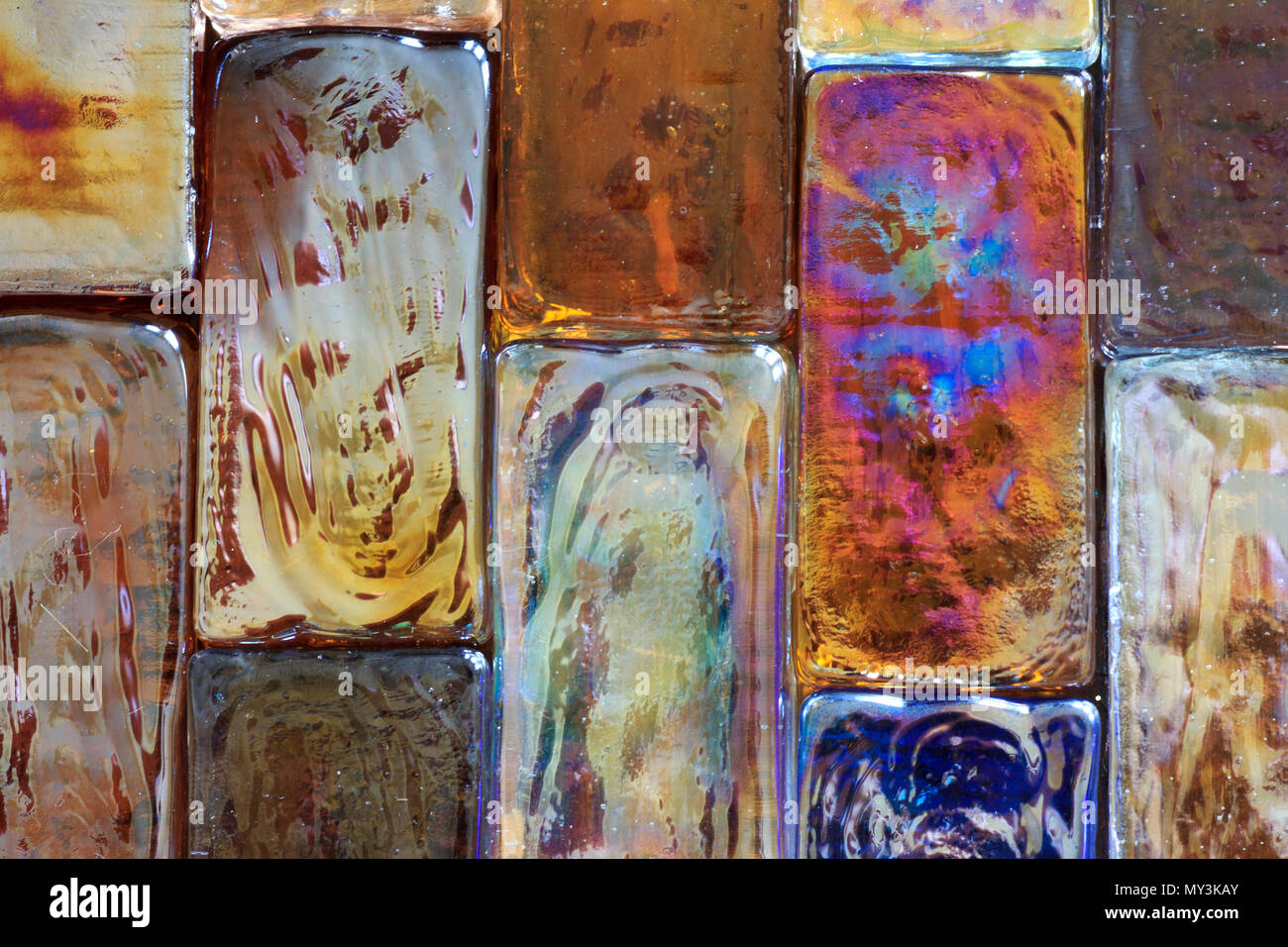 Close up of Colored Glass Bricks Stock Photo - Alamy