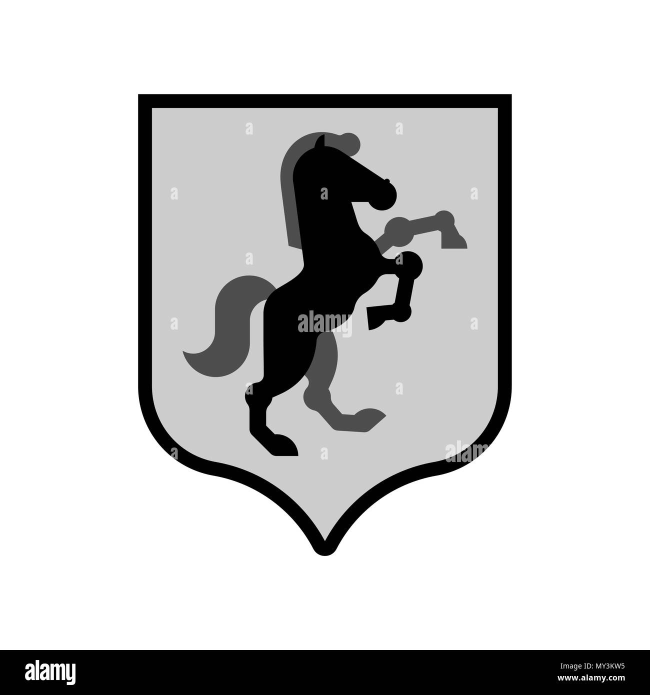 Horse Shield heraldic symbol. Sign Royal Horse for coat of arms. Vector