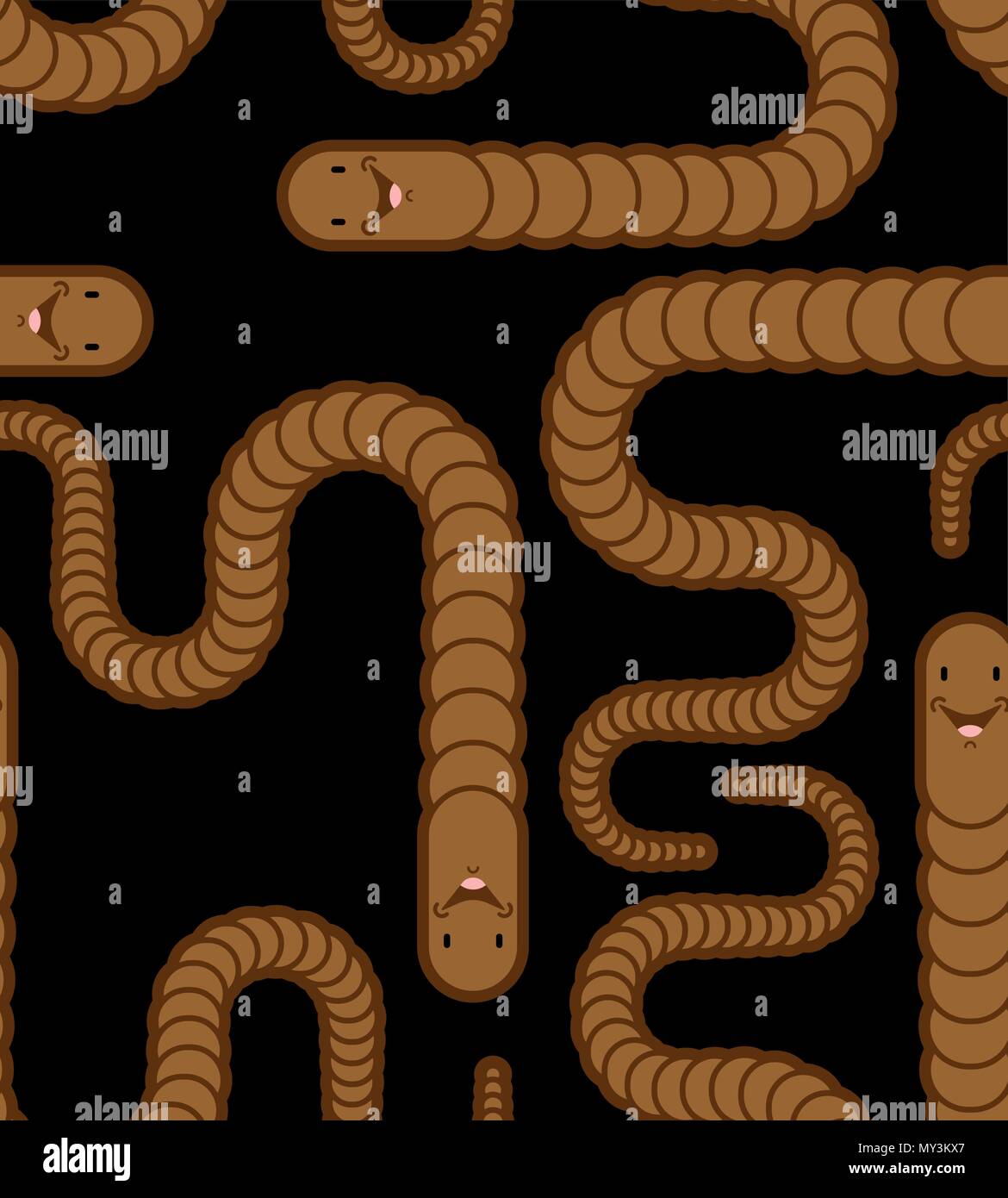 Earthworm pattern seamless. Earth Worm background. Vector illustration Stock Vector