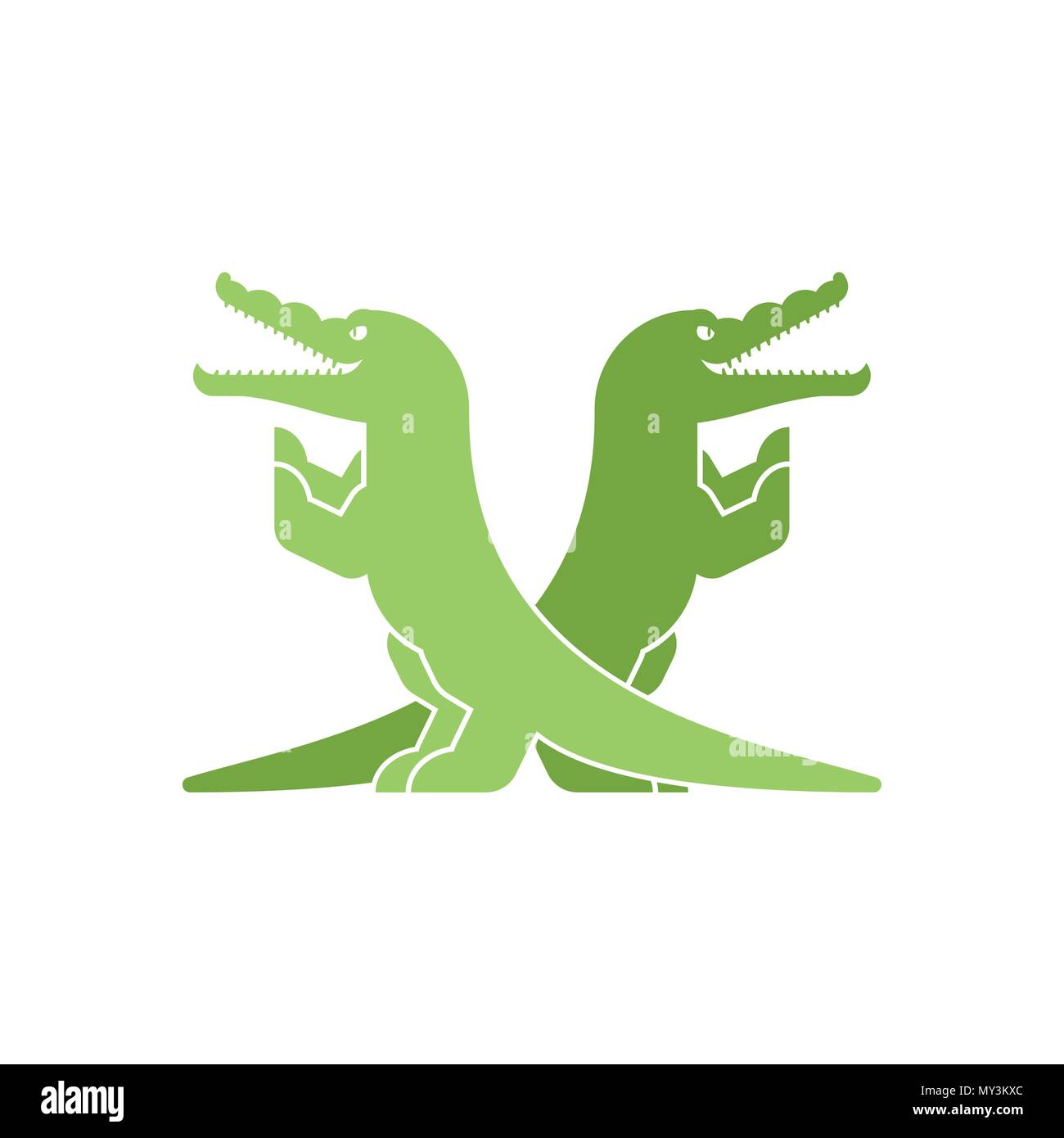 Crocodile heraldic symbol. Sign Animal for coat of arms. Alligator