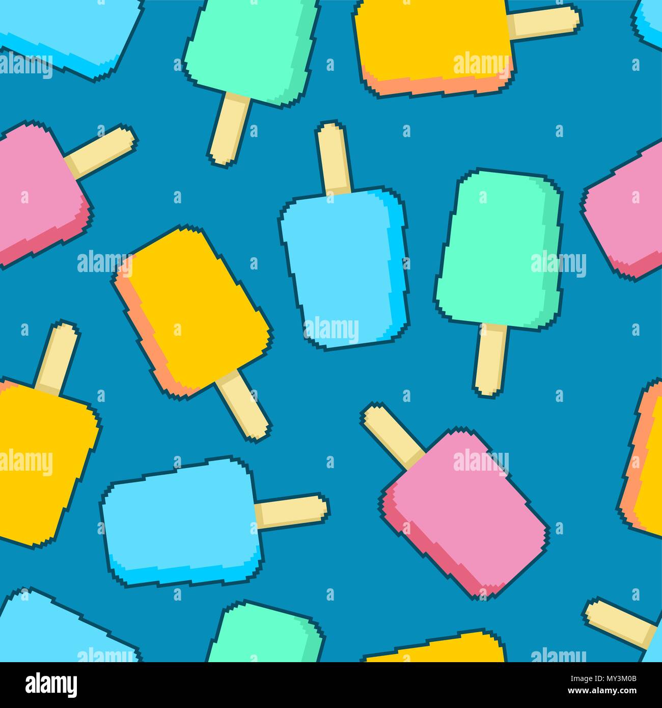 Ice Cream Pixel Art 8 Bit Icecream Vector Illustration Stock