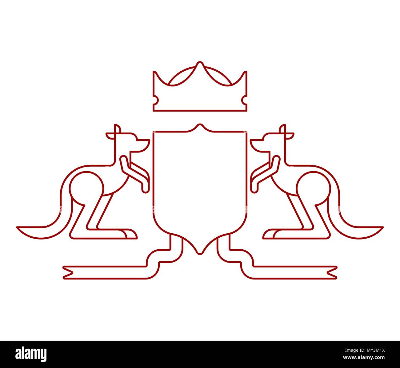 Kangaroo and Shield heraldic symbol. Australian Royal National Emblem