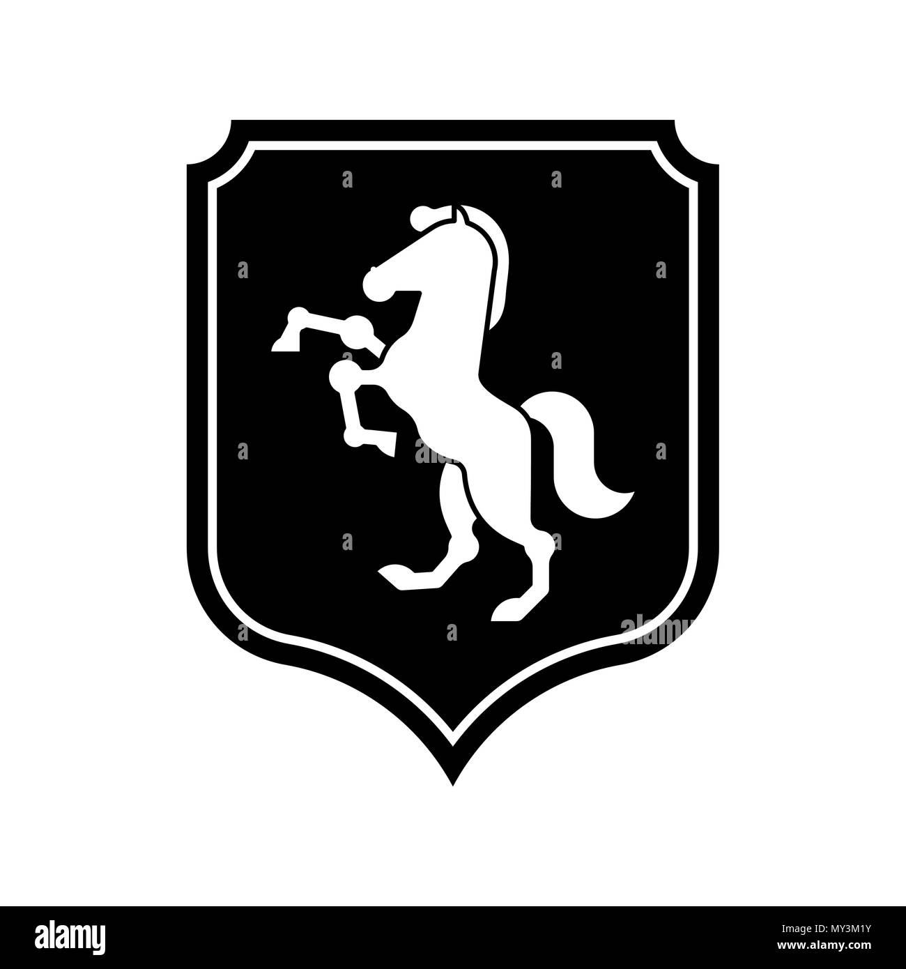 Horse Shield heraldic symbol. Sign Royal Horse for coat of arms. Vector