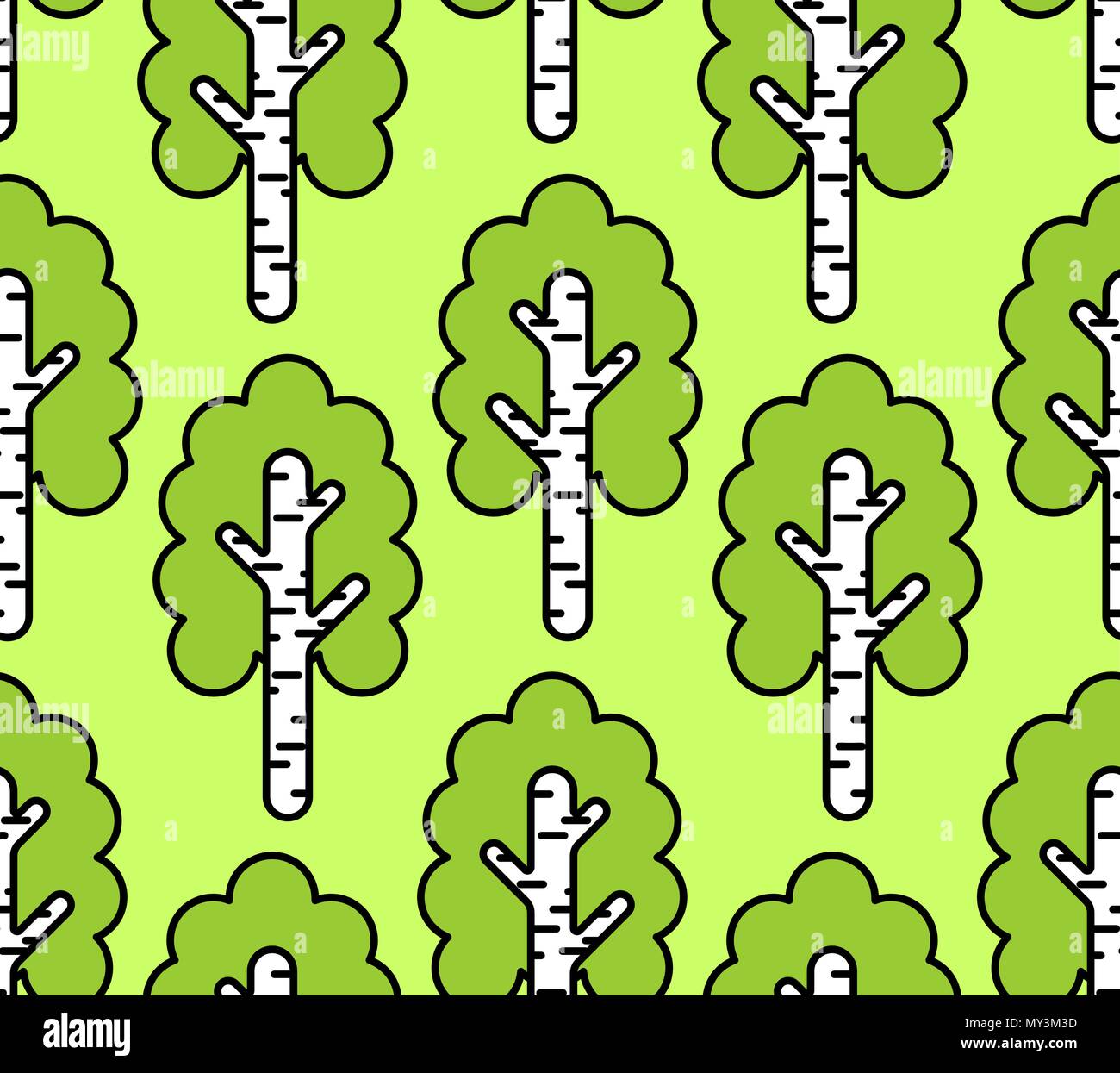Birch Forest seamless pattern. National Russian tree background. Vector illustration Stock Vector