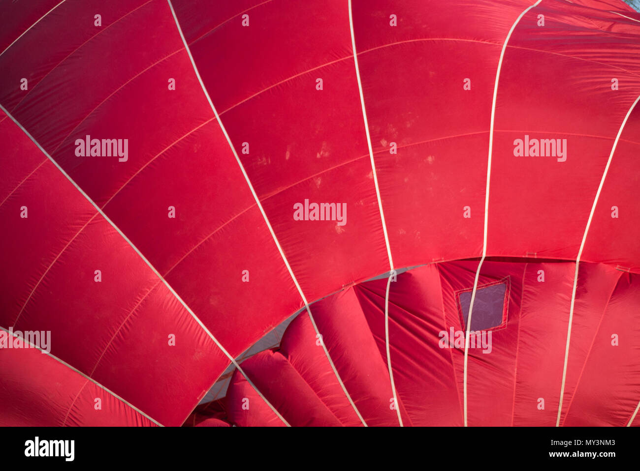 A hot air balloon being inflated before a ride above York, North
