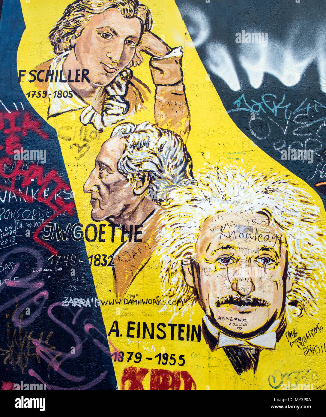 Einstein on The Berlin Wall Art On the East Side Gallery Berlin Germany Stock Photo