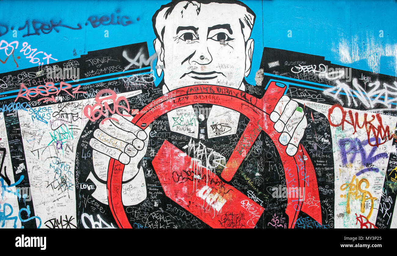 Mikhail Gorbachev at the Berlin Wall Art On the East Side Gallery