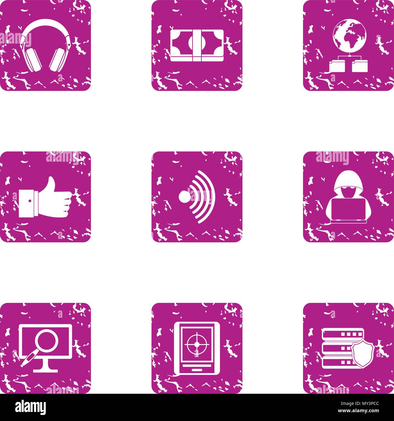 High adaptability icons set, grunge style Stock Vector