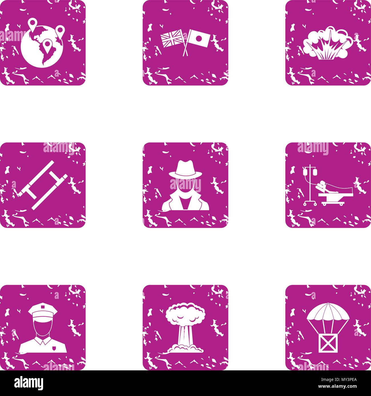 Mindset icons set, grunge style Stock Vector