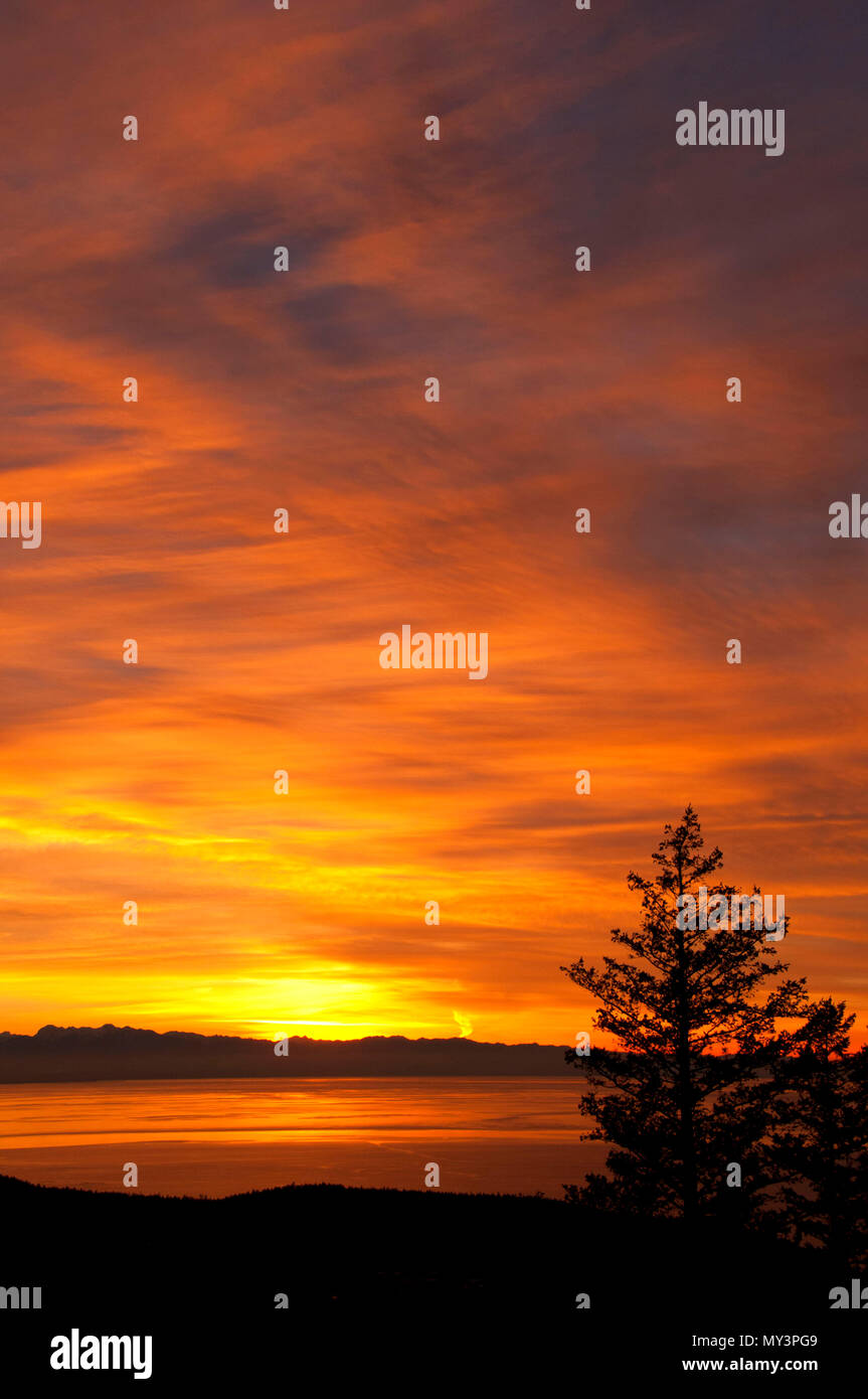Sunset from Mt Erie, Mt Erie Park, Anacortes, Washington Stock Photo