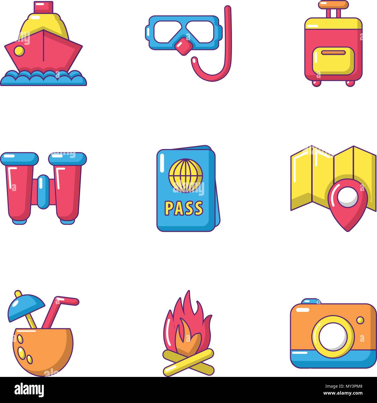 Warm rest icons set, cartoon style Stock Vector Image & Art - Alamy