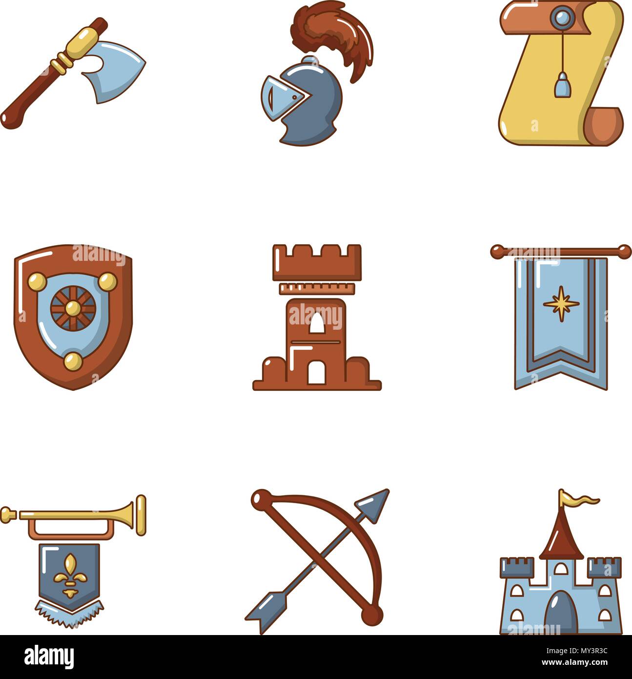 Knightly icons set, cartoon style Stock Vector Image & Art - Alamy