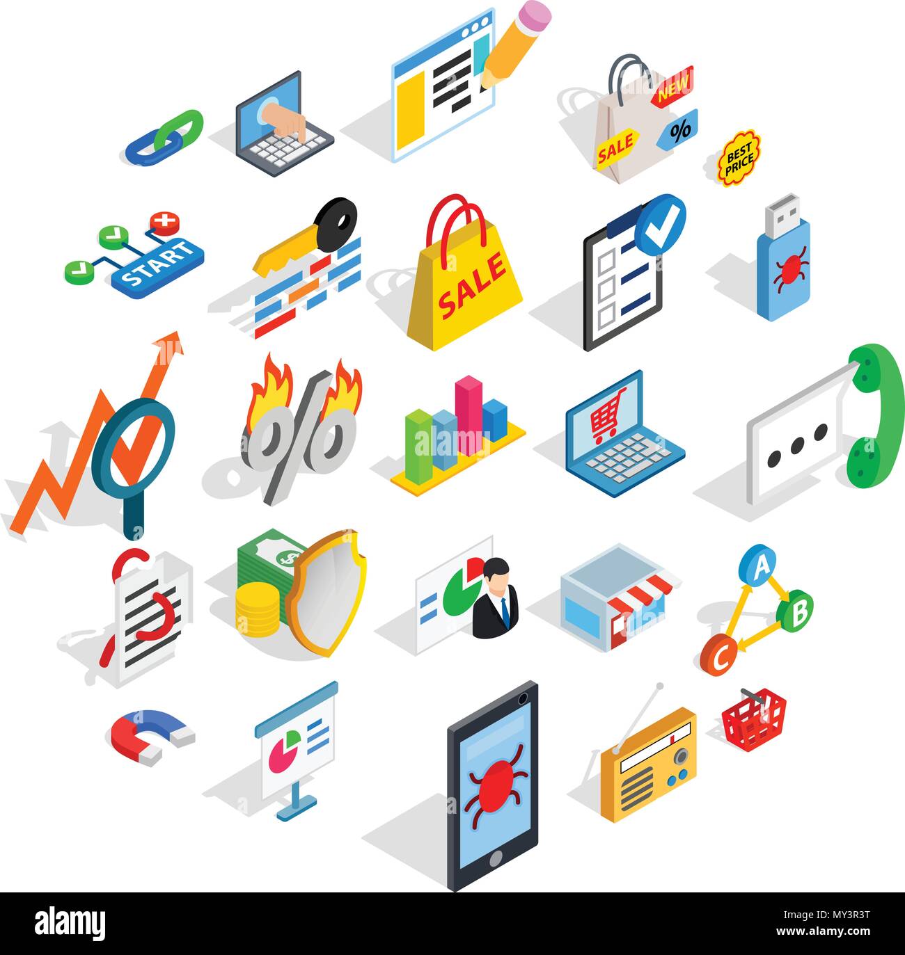 IT engineering icons set, isometric style Stock Vector
