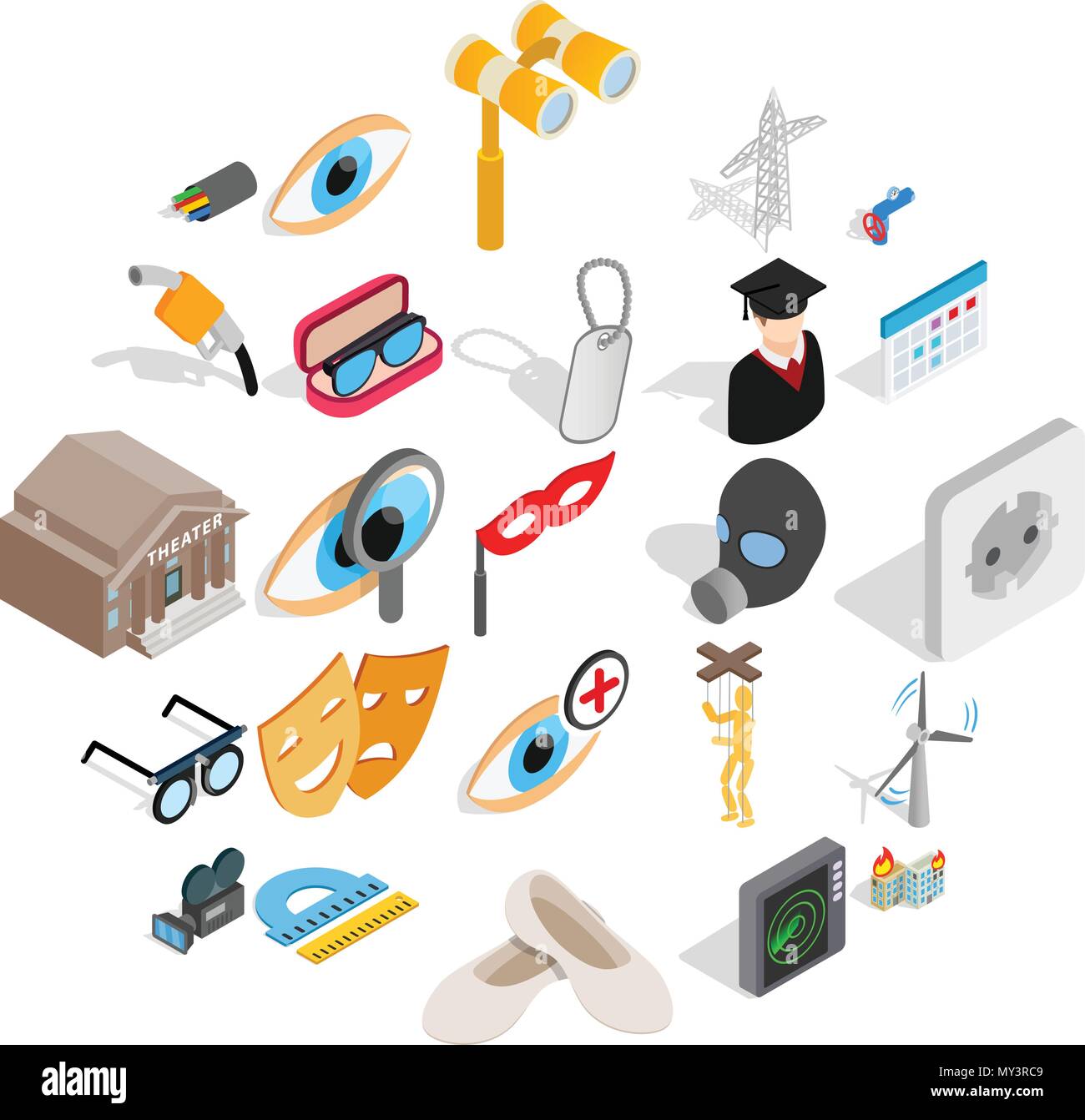 Operation icons set, isometric style Stock Vector