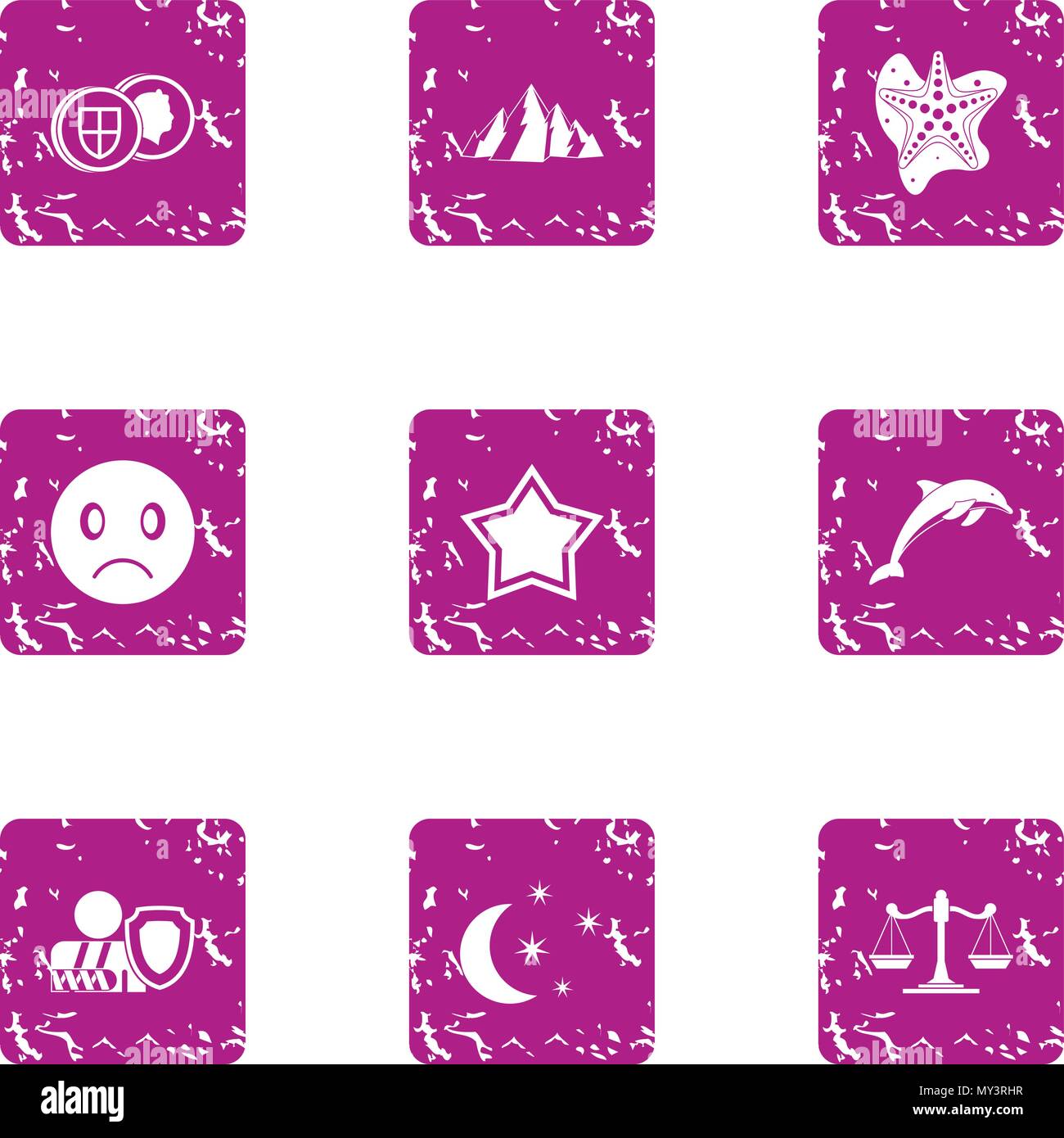 Legislation icons set, grunge style Stock Vector
