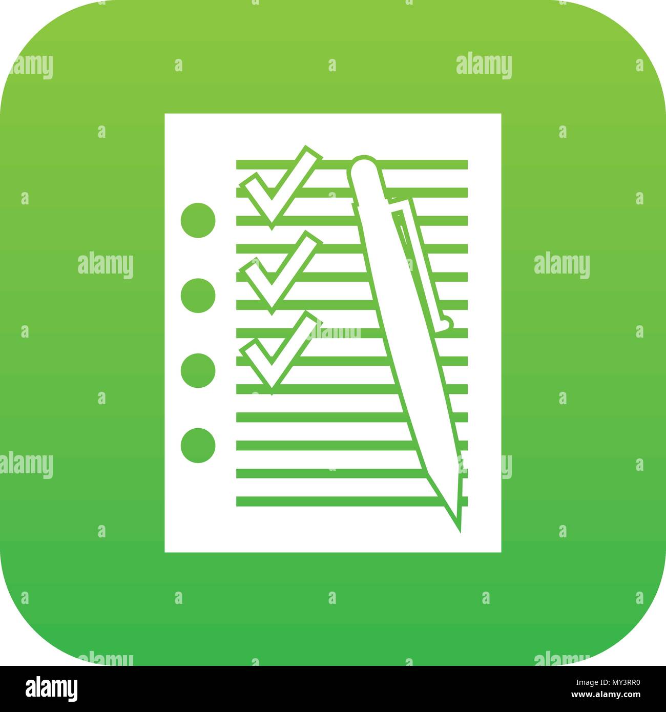 Document with plan and pen icon digital green Stock Vector Image & Art ...