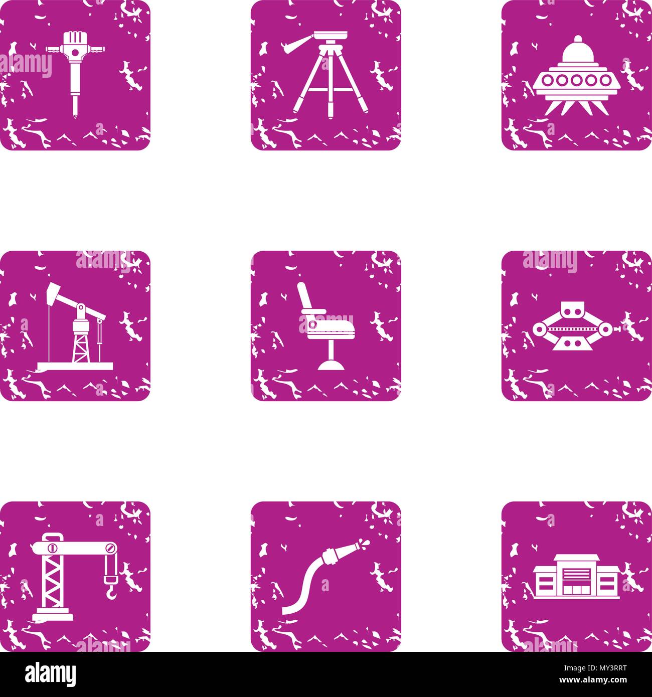 Extraction icons set, grunge style Stock Vector