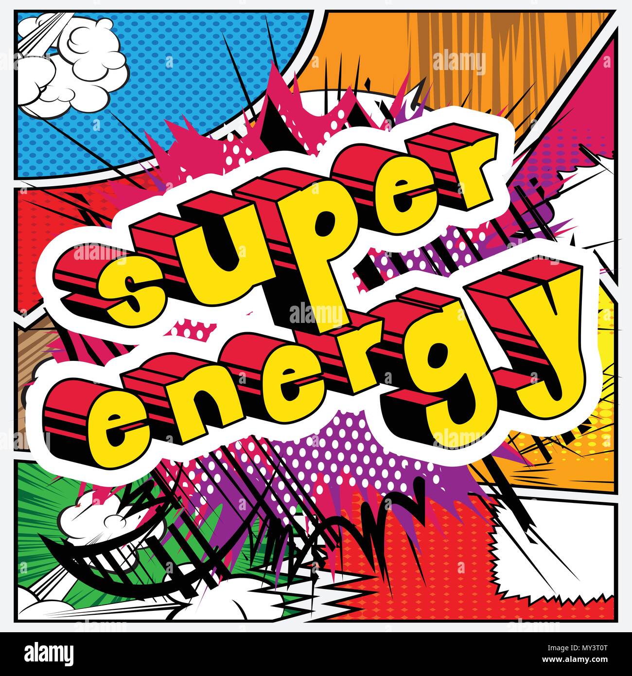 Super Energy - Comic book style word on abstract background Stock ...