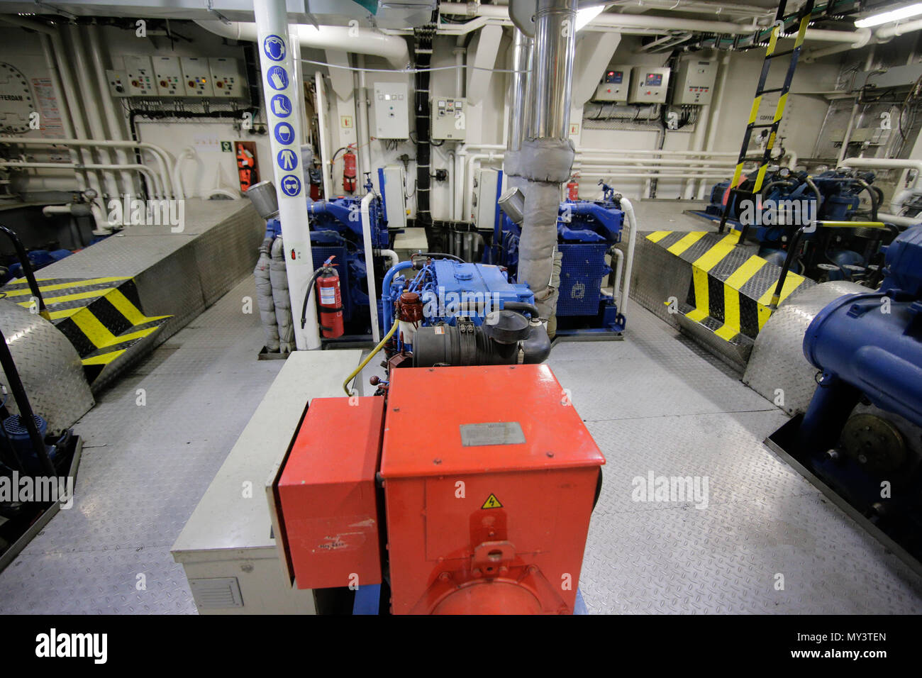 CONSTANTA, ROMANIA MAY 19, 2018 Details from a tug boat engine rooms