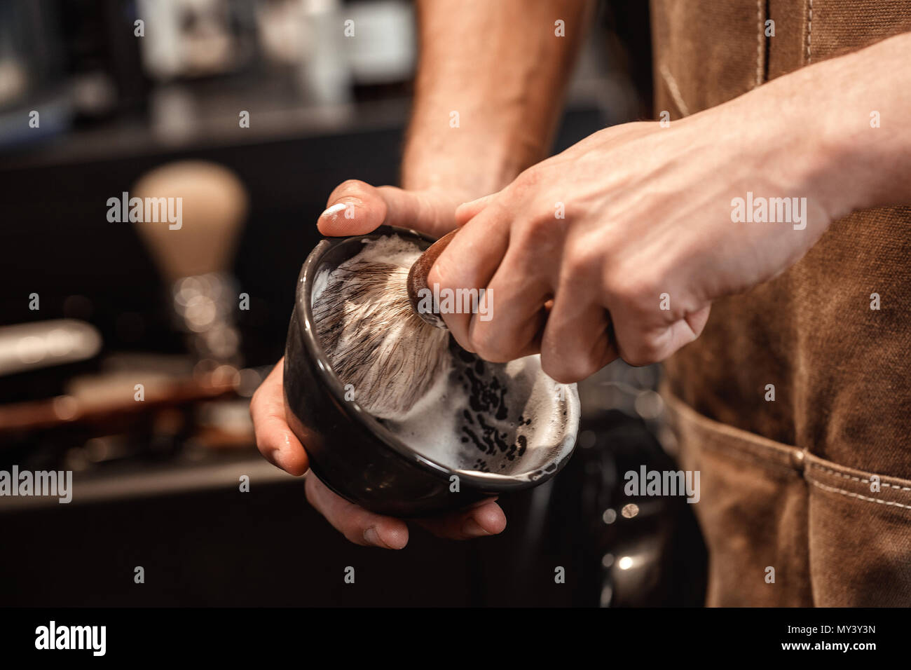 brush for shaving beard and bowl Stock Photo Alamy