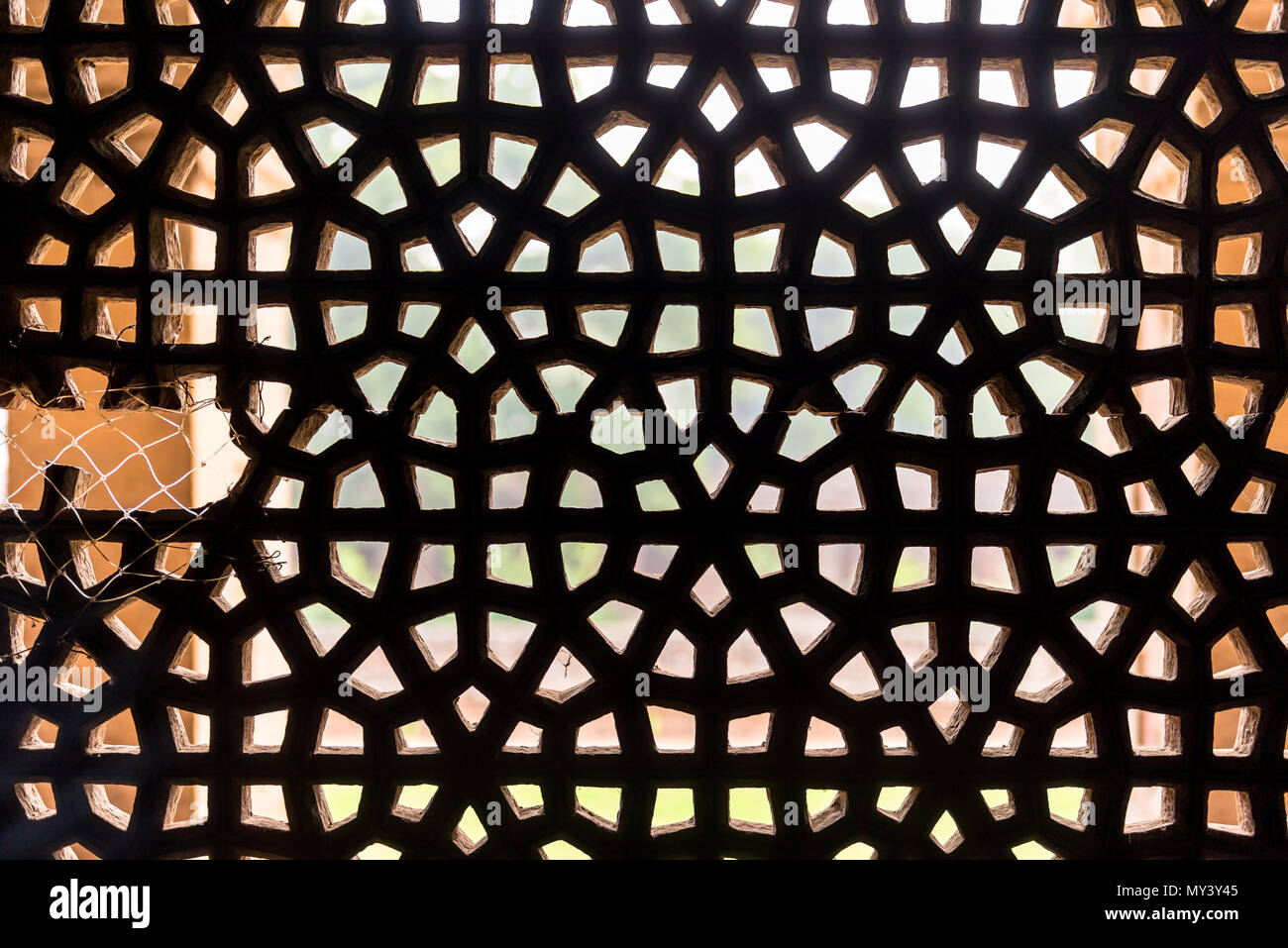 pattern of a stone window, delhi Stock Photo