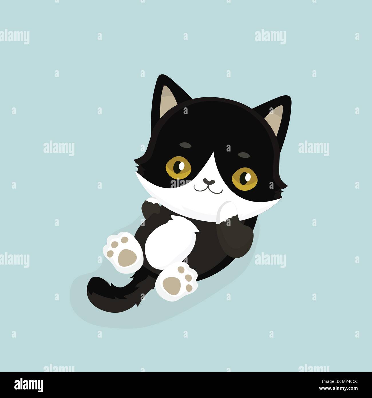 Simple cartoon black cat stock illustration. Illustration of blank -  137595320