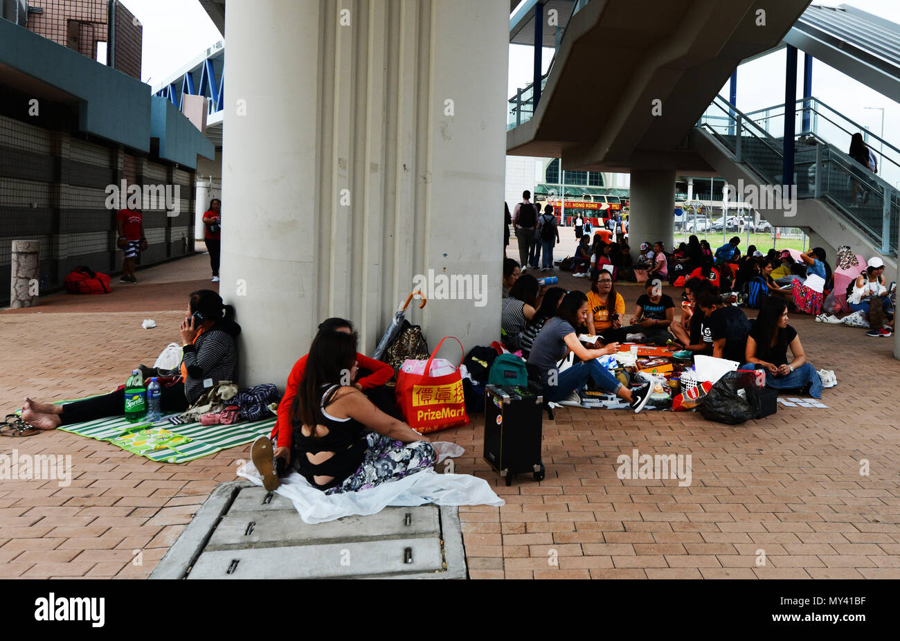 Domestic helpers enjoying their day off in Hong Kong Stock Photo Alamy